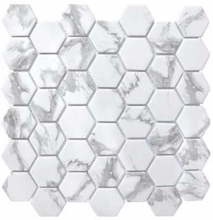 Project Deco Endura Calacatta Hexagon Mosaic Tile (12.2"x12.4" Sheet)