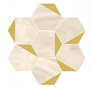 Vallelunga - 4" Nolita Ambra Esagona Triangoli Oro Polished Porcelain Tile (11.8"x11.1" Sheet)