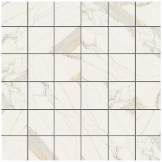 Fioranese - 2"x2" Marmorea Bianco Calacatta Porcelain Mosaic Tile (Matte Finish - 12"x12" Sheet)