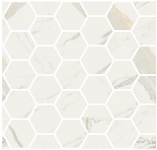 Fioranese - Marmorea Bianco Calacatta Esagona Porcelain Mosaic Tile (Polished Finish - 12"x12" Sheet)