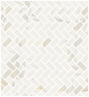 Fioranese - Marmorea Bianco Calacatta Lisca Porcelain Mosaic Tile (Polished Finish - 12"x12" Sheet)