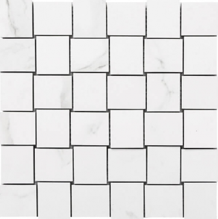 Happy Floors - 2"x2" Statuario Luxe Polished Porcelain Basketweave Mosaic Tile (12"x12" Sheet)