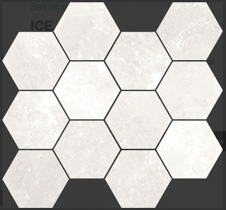 Happy Floors - Salt Stone Ice Porcelain Hexagon Mosaic Tile (12"x14" Sheet - Matte Finish)