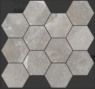 Happy Floors - Salt Stone Ash Porcelain Hexagon Mosaic Tile (12"x14" Sheet - Matte Finish)