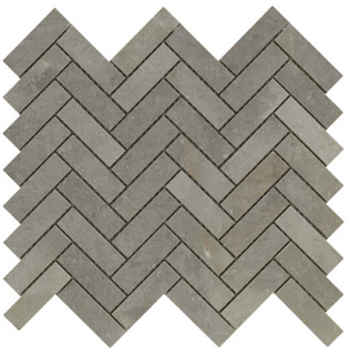 Happy Floors - Salt Stone Ash Porcelain Herringbone Mosaic Tile (11"x13" Sheet - Matte Finish)