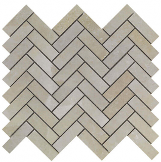 Happy Floors - Salt Stone Desert Porcelain Herringbone Mosaic Tile (11"x13" Sheet - Matte Finish)