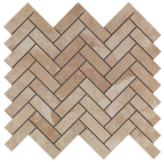 Happy Floors - Salt Stone Terra Porcelain Herringbone Mosaic Tile (11"x13" Sheet - Matte Finish)