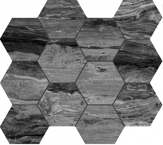 Unicom Starker - Sky Noir Polished Porcelain Hexagon Mosaic Tile (12"x13" Sheet)