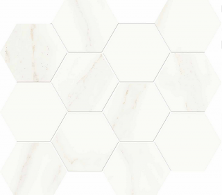 Unicom Starker - 4" Muse CALACATTA Polished Porcelain Hexagon Mosaic Tile (12"x13" Sheet)
