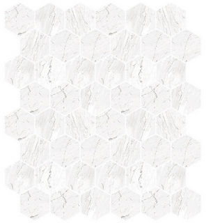 Milestone - Marbles CARRARA WHITE Polished Porcelain Hexagon Mosaic Tile (10 Pc. Pack - 9"x11" Sheet)