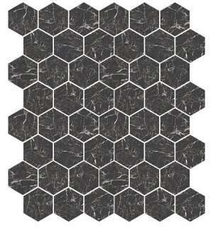Milestone - Marbles MARMO NERO Polished Porcelain Hexagon Mosaic Tile (10 Pc. Pack - 9"x11" Sheet)