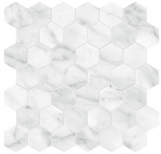 Anatolia - 2" Plata Carrara Abisso Polished Porcelain Hexagon Mosaic Tile (12"x12" Sheet)
