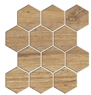 Edimax Astor - W3 Burl Coffee Porcelain Hexagon Mosaic Tile (Matte Finish - 12"x13" Sheet)