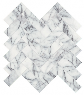 1.25"x4" Lilac Volta Herringbone Honed Marble Mosaic Tile