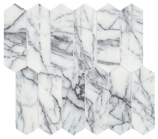 2"x6" Lilac Volta Picket Honed Marble Mosaic Tile
