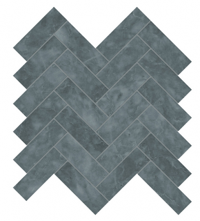 1.25"x4" Aqua Intenso Herringbone Brushed Marble Mosaic Tile