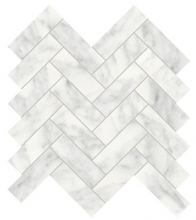 1.25"x4" Cromo Bianco Herringbone Honed Marble Mosaic Tile