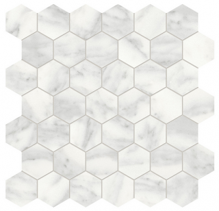 2" Cromo Bianco Hexagon Honed Marble Mosaic Tile