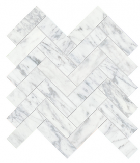 1.25"x4" VIRTUE BIANCO Herringbone Honed Marble Mosaic Tile