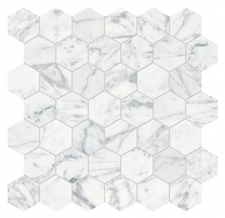 2" VIRTUE BIANCO Hexagon Honed Marble Mosaic Tile