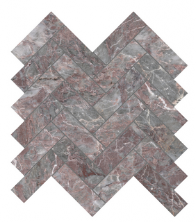 1.25"x4" SERENO BURGUNDY Herringbone Honed Marble Mosaic Tile