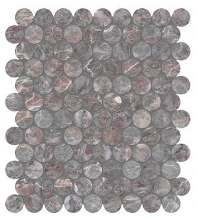 1.25" SERENO BURGUNDY Penny Round Honed Marble Mosaic Tile