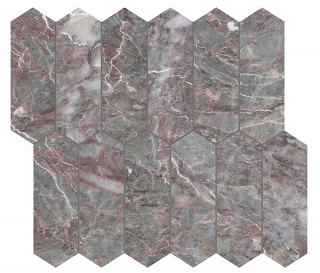 2"x6" SERENO BURGUNDY Picket Honed Marble Mosaic Tile