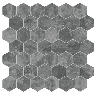 2" GEMMA MYSTIQUE Hexagon Brushed Marble Mosaic Tile