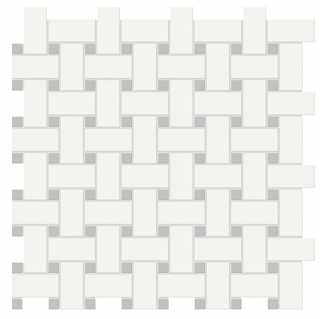 Anatolia - Soho Mixed Blends Basketweave Canvas White w/ Loft Grey Dot Glazed Porcelain Mosaic Tile (Matte Finish)