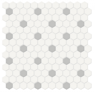 Anatolia - Soho Mixed Blends 1" Hexagon Canvas White w/ Loft Grey Insert Glazed Porcelain Mosaic Tile (Matte Finish)