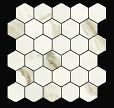 Gazzini - 2" CALACATTA ORO Polished Porcelain Hexagon Mosaic Tile (10.5"x11" Sheet)