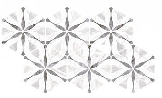 Equipe - 7"x8" Bardiglio FLOWER PATTERN Hexagon Porcelain Tile