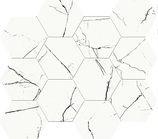 Unicom Starker - 4" Muse REVERSE Porcelain Hexagon Mosaic Tile (Satin Finish - 12"x13" Sheet)