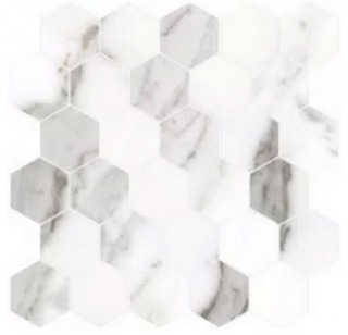 MileStone - 2" Jem CAPRICCIO GREY Polished Porcelain Hexagon Mosaic Tile (10 Pc. Pack - 12"X12" Sheets)