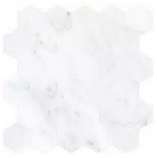 MileStone - 2" Jem ADAGIO WHITE Polished Porcelain Hexagon Mosaic Tile (10 Pc. Pack - 12"X12" Sheets)