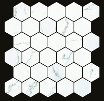 Gazzini - 2" 3D Marbles AVENUE WHITE Porcelain Hexagon Mosaic Tile (Honed Finish - 10.5"x11" Sheet)