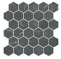 Gazzini - 2" 3D Marbles NEW STYLE DARK Porcelain Hexagon Mosaic Tile (Honed Finish - 10.5"x11" Sheet)