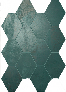 Unicom Starker - Oxid EMERALD Porcelain Hexagon Mosaic Tile (Matte Finish - 10"x13" Sheet)
