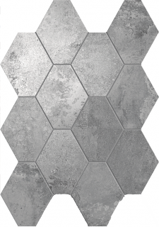Unicom Starker - Oxid SILVER Porcelain Hexagon Mosaic Tile (Matte Finish - 10"x13" Sheet)