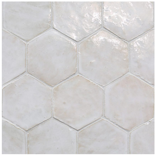 Zin 4" DESERT WHITE Nouveau Zellige Glossy Hexagon Tile