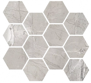 Milestone - 3" Absolute LIGHT GREY Hexagon Mosaic Tile (10 Pc. Pack - Matte Finish - 9"x11" Sheet)