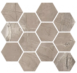 Milestone - 3" Absolute TAUPE Hexagon Mosaic Tile (10 Pc. Pack - Matte Finish - 9"x11" Sheet)