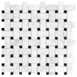 Bianco Venatino Basketweave Honed Marble Mosaic Tile (12"x12" Sheet)