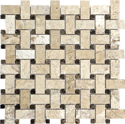 Picasso Travertine Basketweave Filled & Honed Mosaic